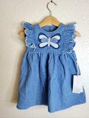NWT Stella McCartney Kids Butterfly lightweight Denim Dress Sz 12 Month